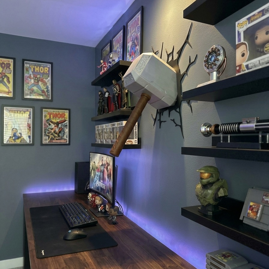 Martelo Thor Mjolnir quebrando parede - Imagem 1